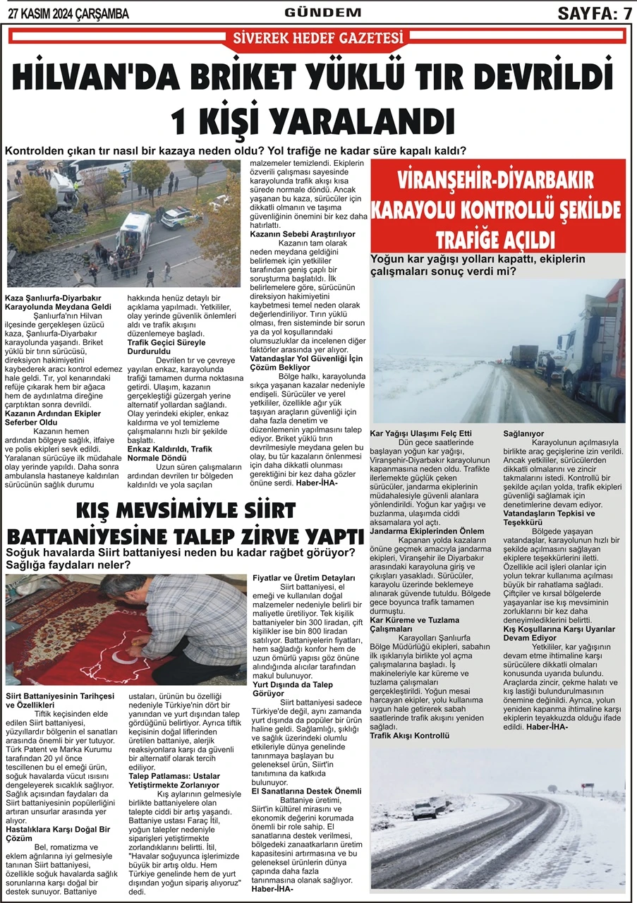 27.11.2024 Tarihli Gazetemiz