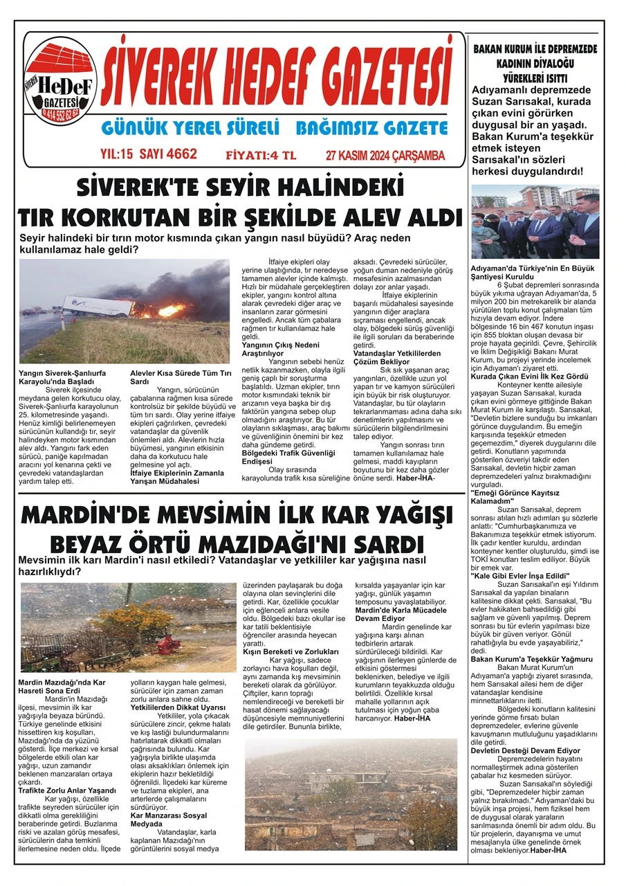 27.11.2024 Tarihli Gazetemiz