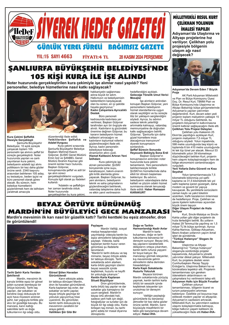 28.11.2024  Tarihli Gazetemiz