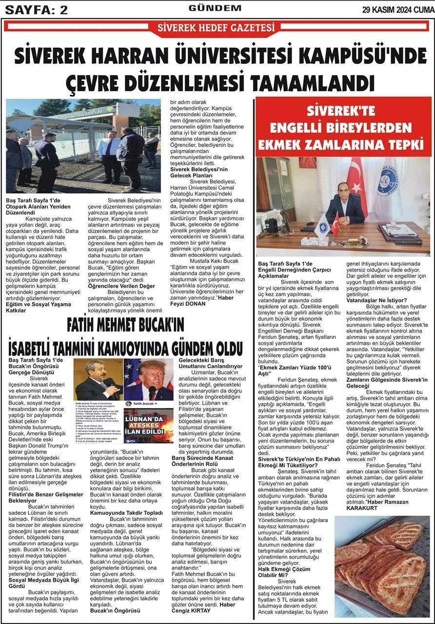 29.11.2024 Tarihli Gazetemiz