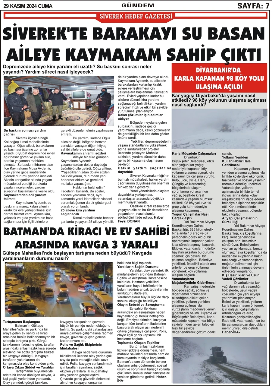 29.11.2024 Tarihli Gazetemiz