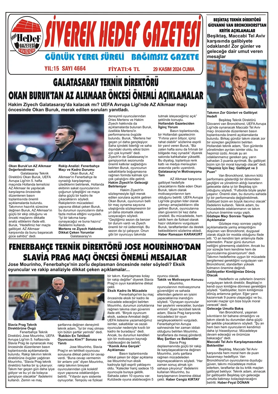 29.11.2024 Tarihli Gazetemiz