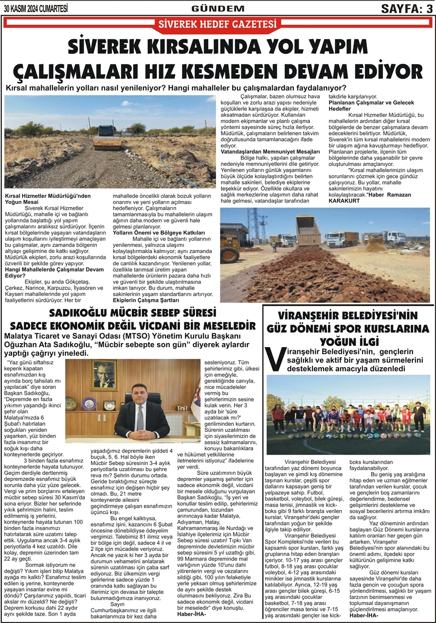 30.11.2024 Tarihli Gazetemiz