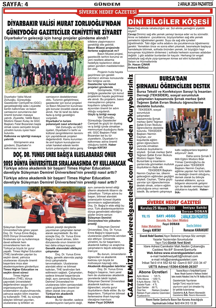 2.12.2024 Tarihli Gazetemiz