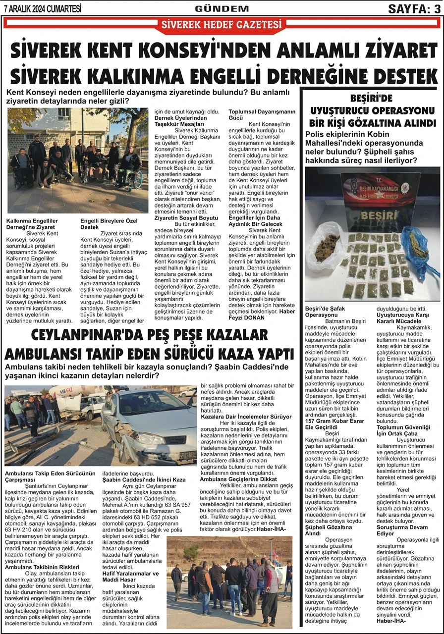 7.12.2024 Tarihli Gazetemiz