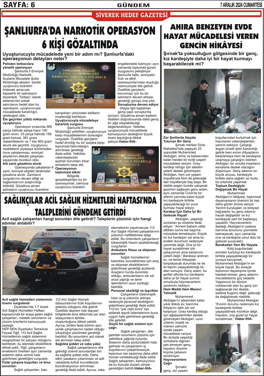 7.12.2024 Tarihli Gazetemiz