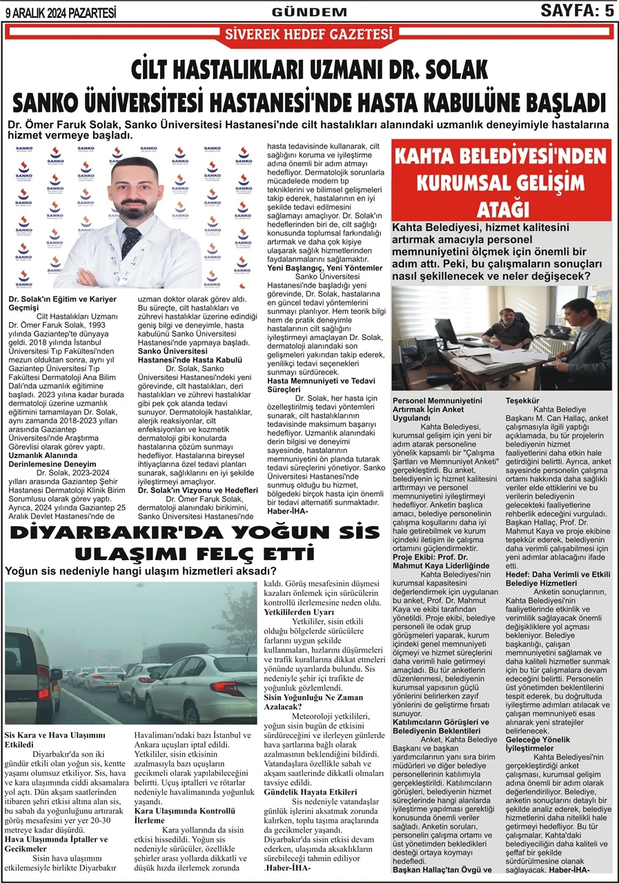 9.12.2024 Tarihli Gazetemiz