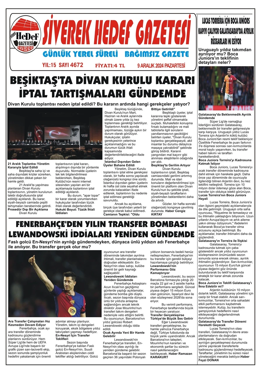 9.12.2024 Tarihli Gazetemiz