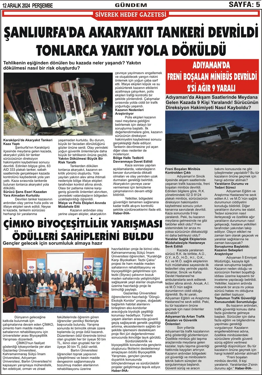 12.12.2024 Tarihli Gazetemiz