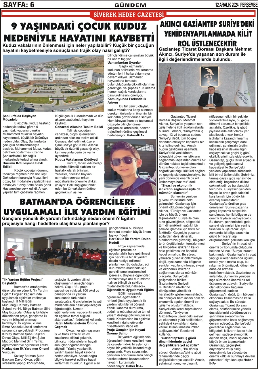 12.12.2024 Tarihli Gazetemiz