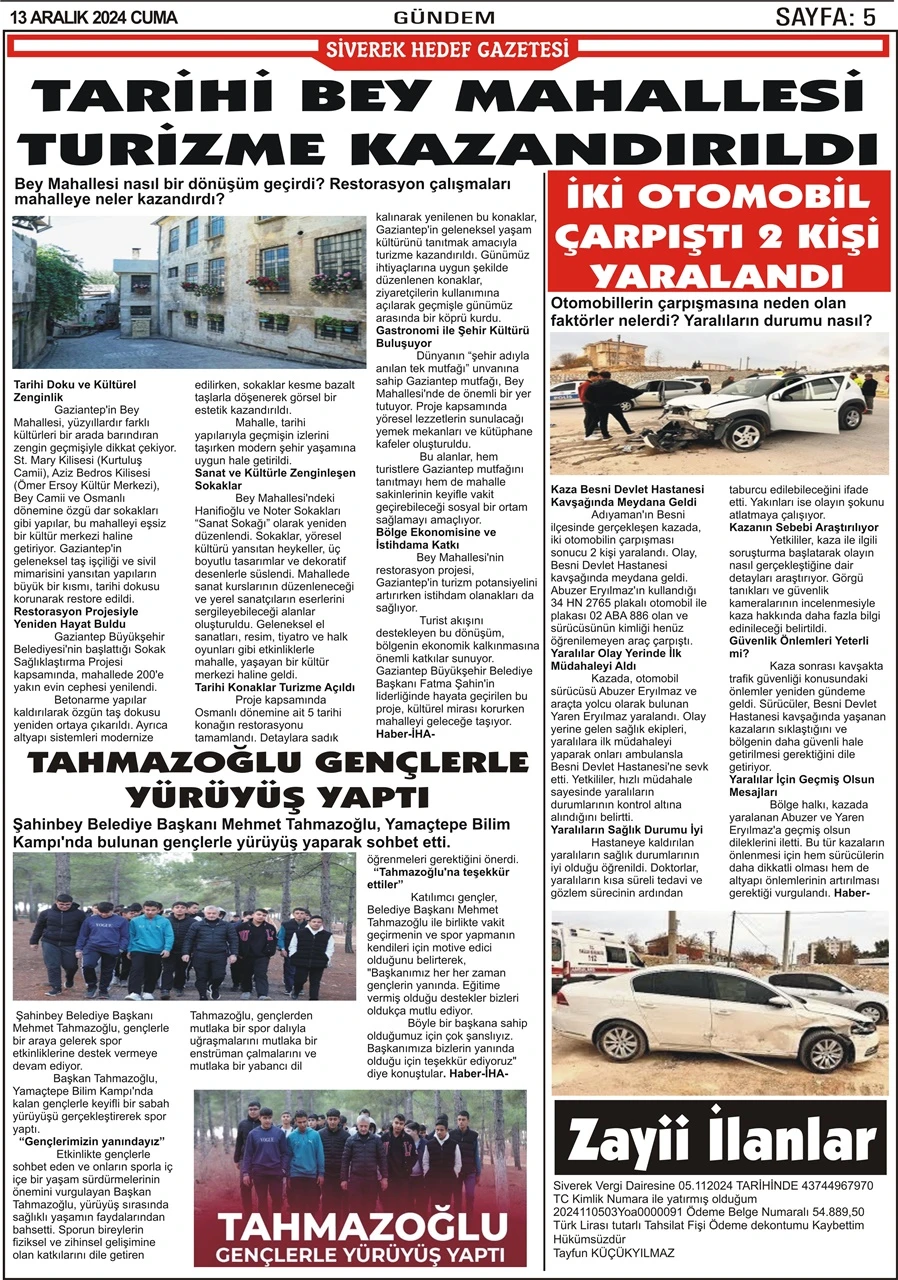 13.12.2024 Tarihli Gazetemiz