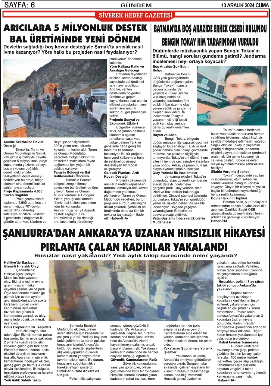 13.12.2024 Tarihli Gazetemiz