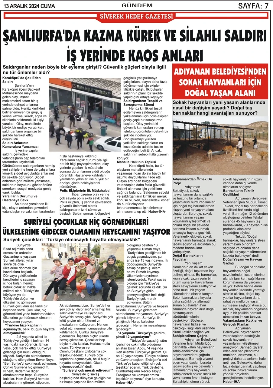 13.12.2024 Tarihli Gazetemiz