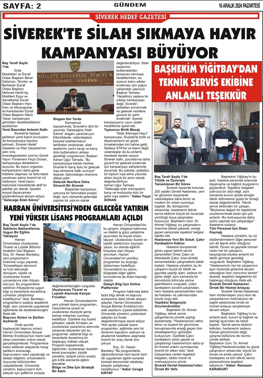 16.12.2024 Tarihli Gazetemiz