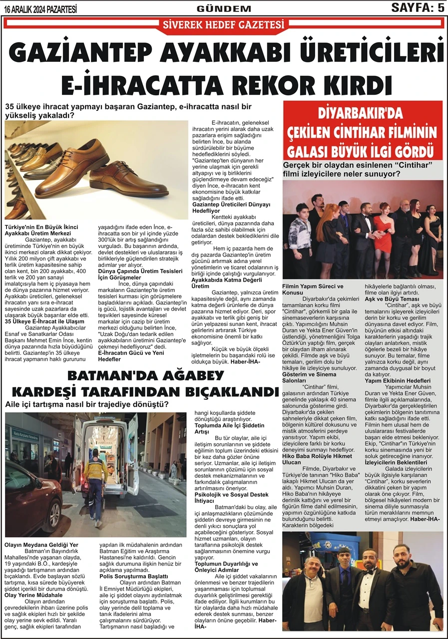 16.12.2024 Tarihli Gazetemiz