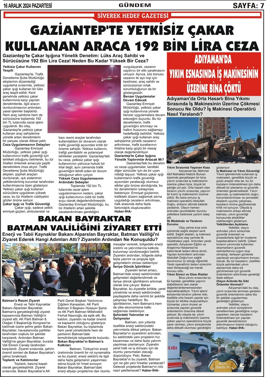 16.12.2024 Tarihli Gazetemiz