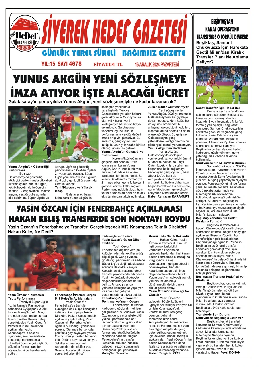 16.12.2024 Tarihli Gazetemiz