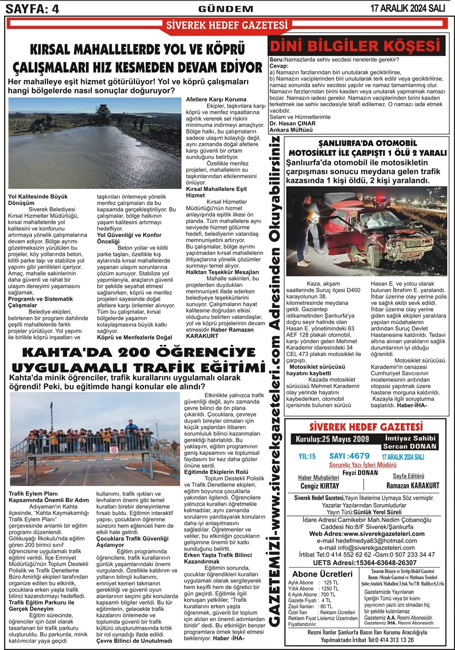 17.12.2024 Tarihli Gazetemiz