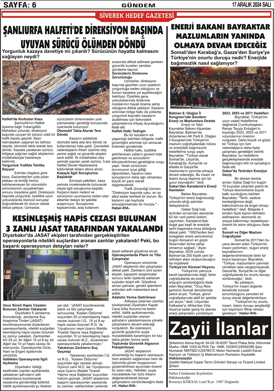 17.12.2024 Tarihli Gazetemiz