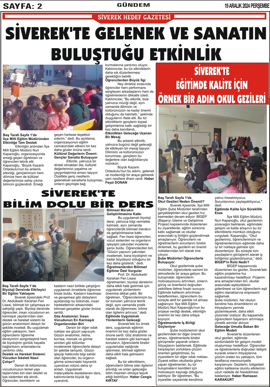 19.12.2024 Tarihli Gazetemiz