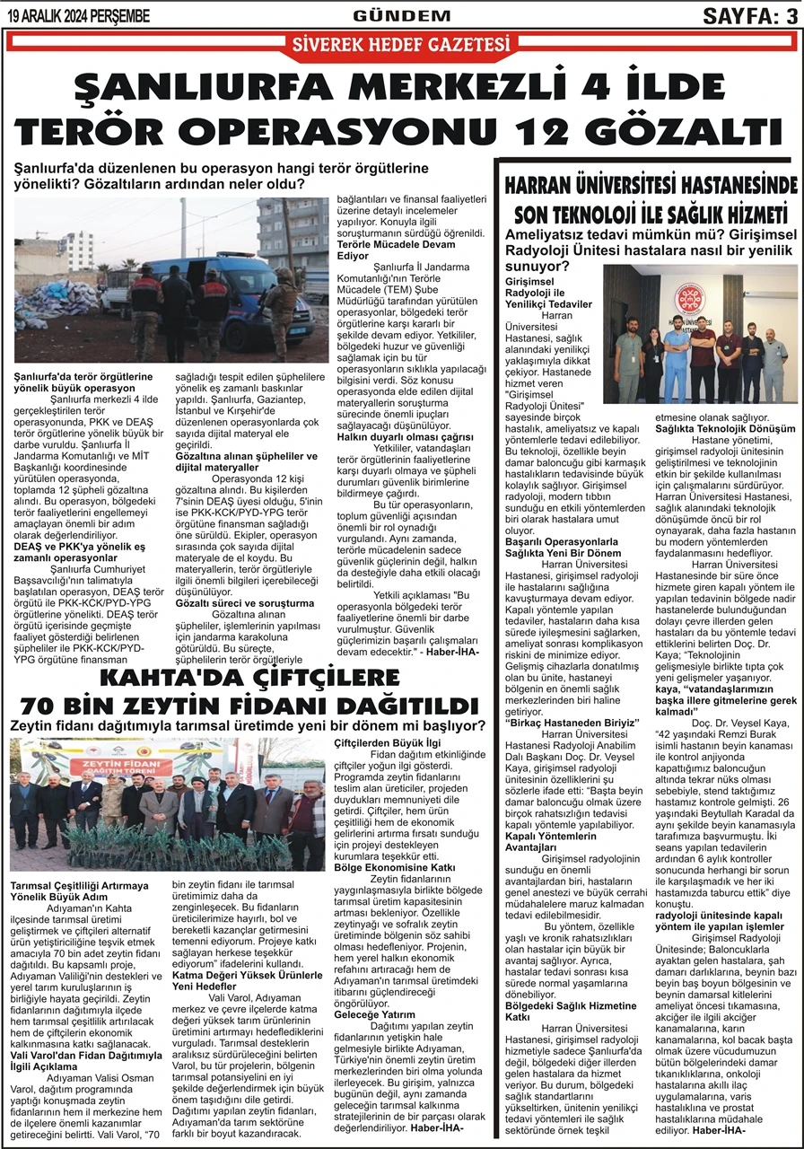 19.12.2024 Tarihli Gazetemiz