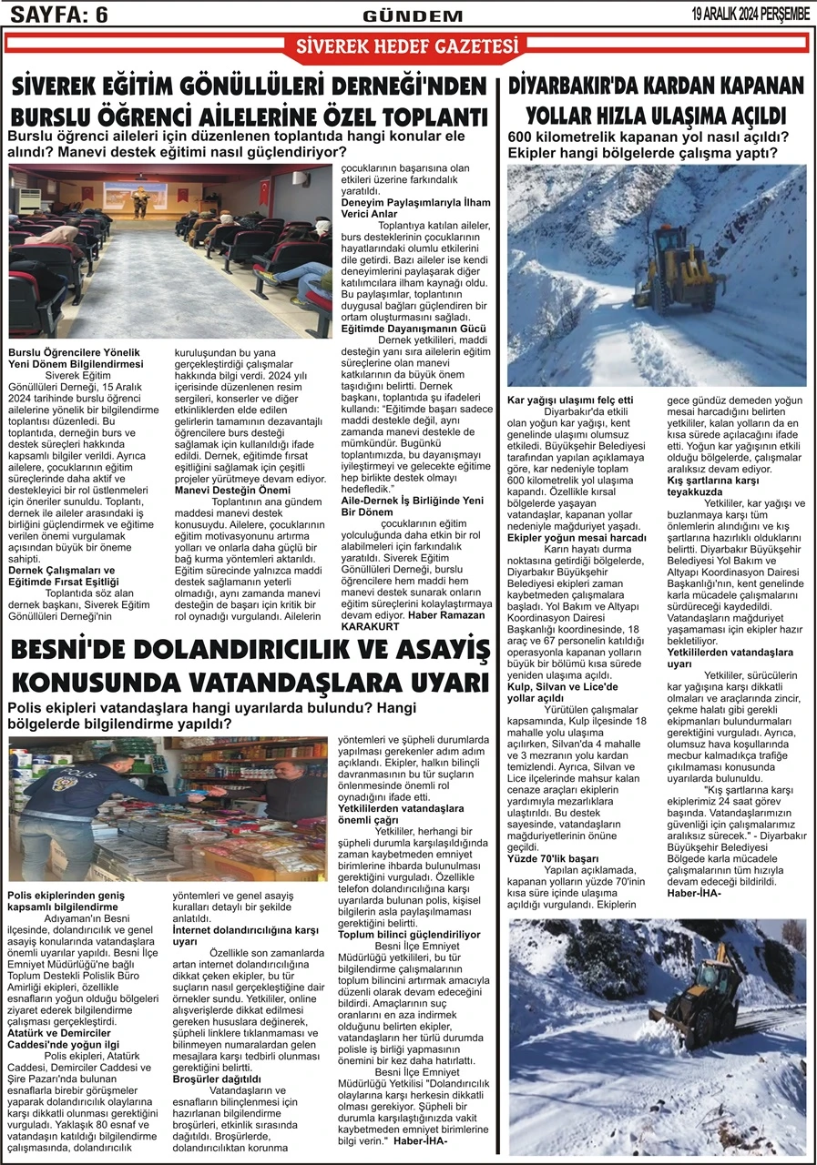 19.12.2024 Tarihli Gazetemiz