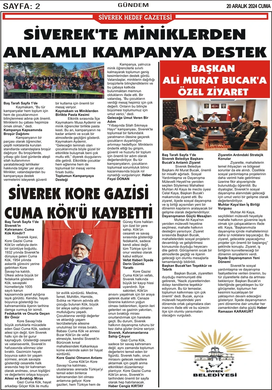 20.12.2024 Tarihli Gazetemiz