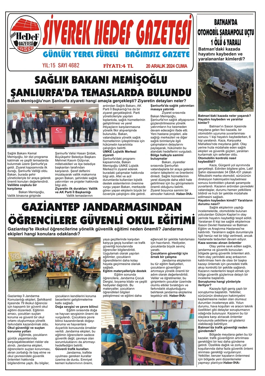 20.12.2024 Tarihli Gazetemiz