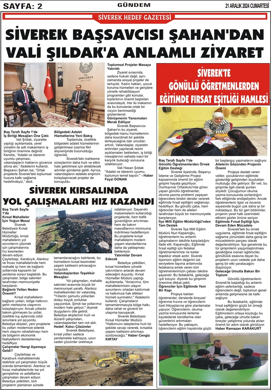 21.12.2024 Tarihli Gazetemiz