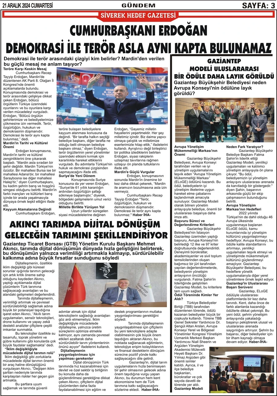 21.12.2024 Tarihli Gazetemiz