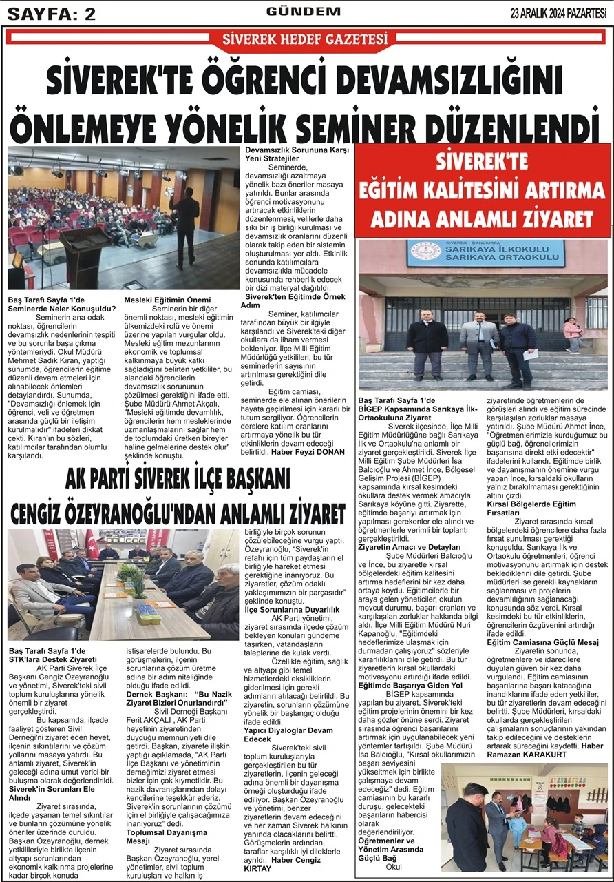 23.12.2024 Tarihli Gazetemiz