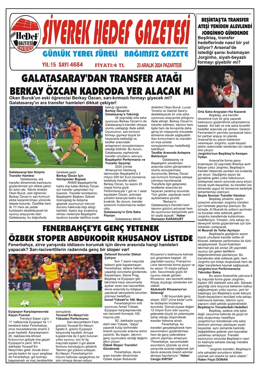 23.12.2024 Tarihli Gazetemiz