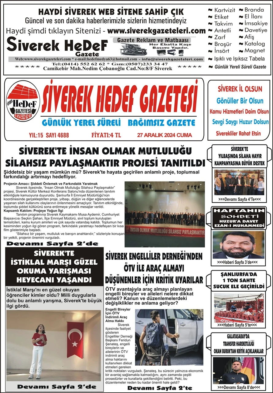 27.12.2024 Tarihli Gazetemiz