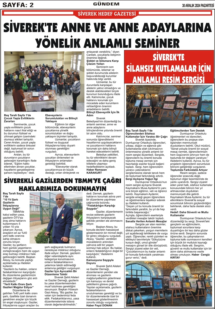 30.12.2024 Tarihli Gazetemiz