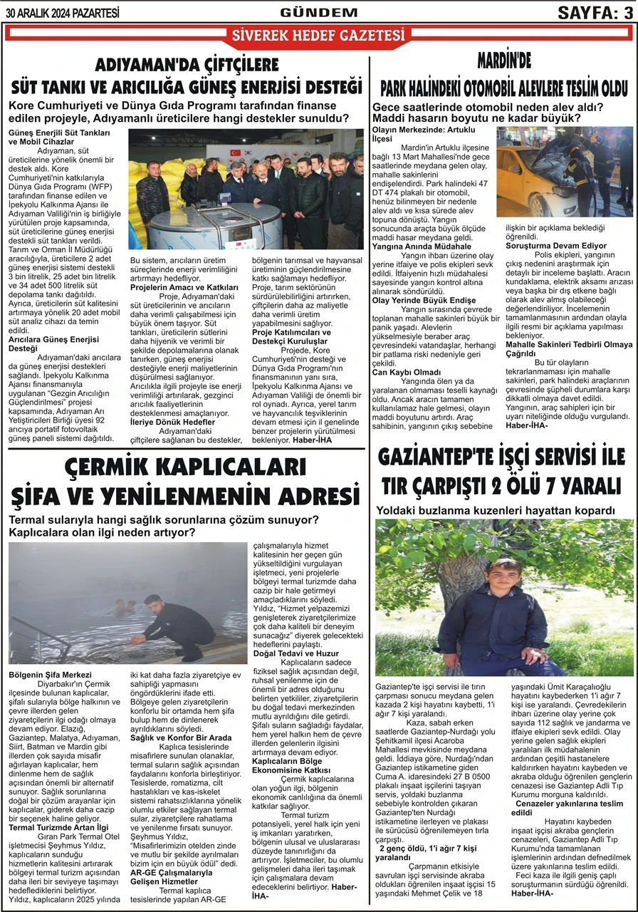 30.12.2024 Tarihli Gazetemiz