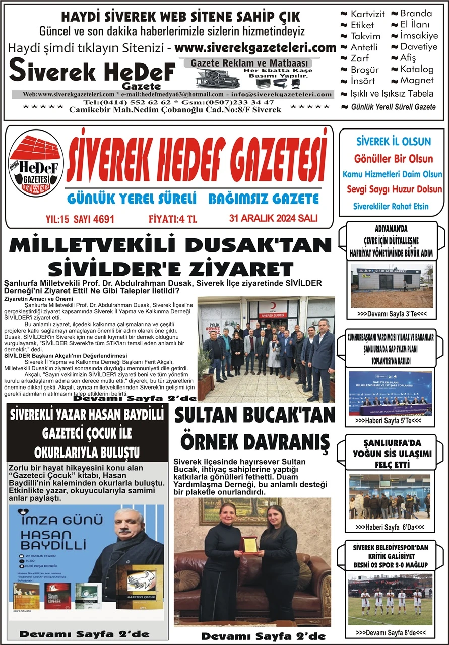 31.12.2024 Tarihli Gazetemiz 