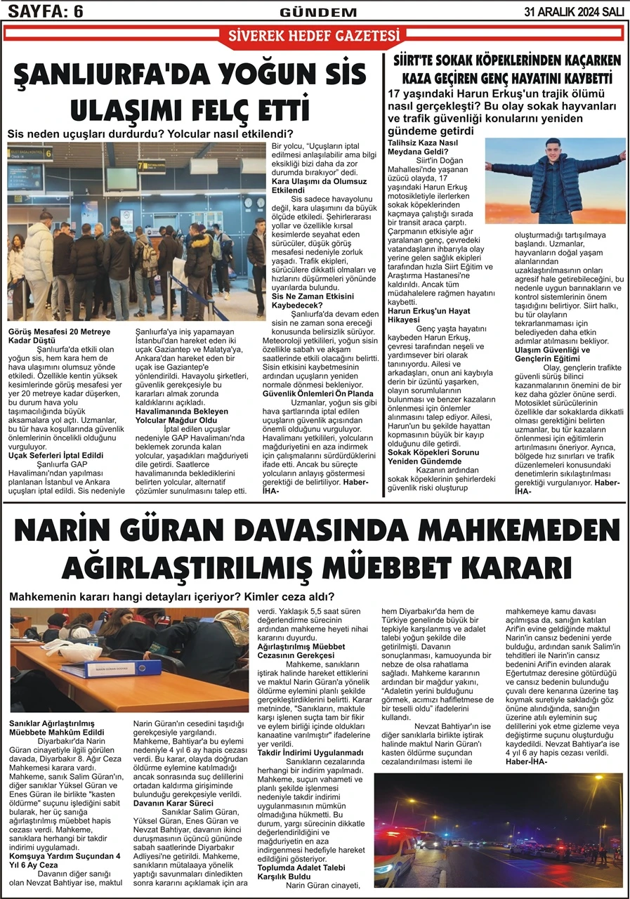 31.12.2024 Tarihli Gazetemiz 