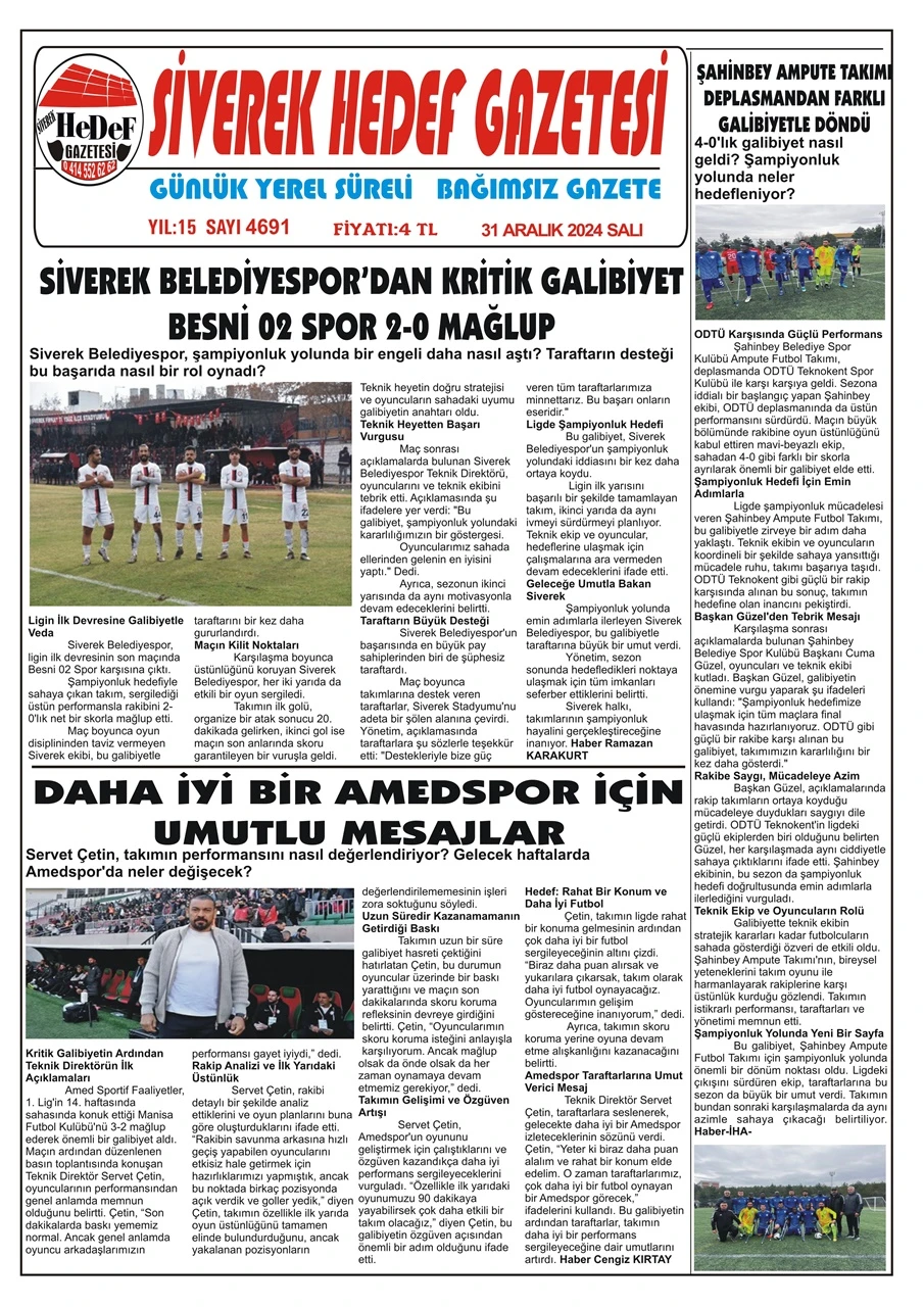 31.12.2024 Tarihli Gazetemiz 