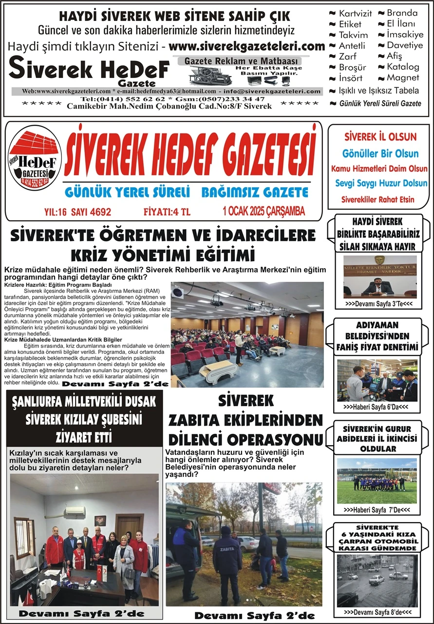 01.01.2025 Tarihli Gazetemiz