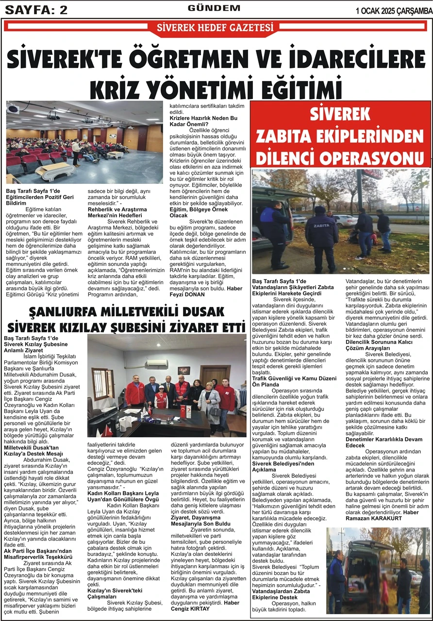 01.01.2025 Tarihli Gazetemiz