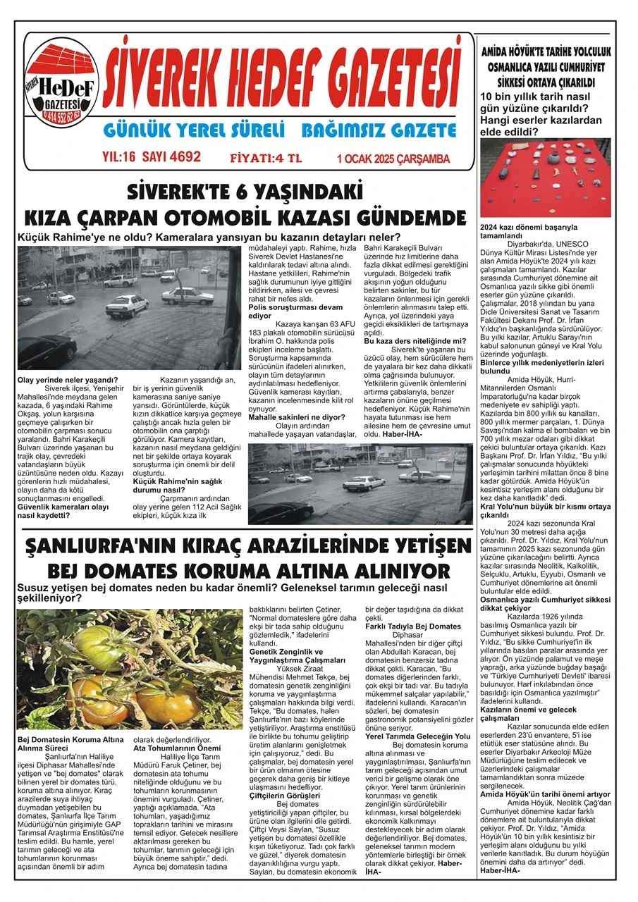 01.01.2025 Tarihli Gazetemiz