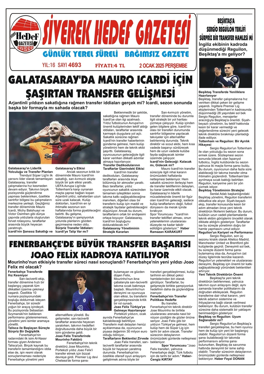 2.01.2025 Tarihli Gazetemiz