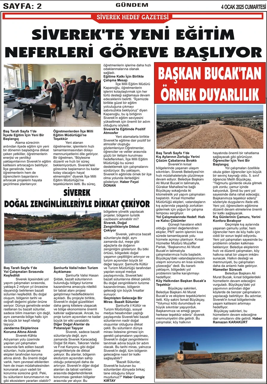 4.01.2025 Tarihli Gazetemiz 