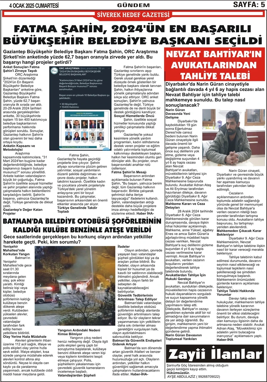 4.01.2025 Tarihli Gazetemiz 