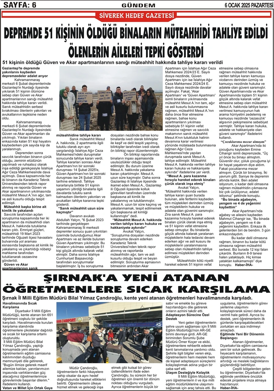 6.01.2025 Tarihli Gazetemiz