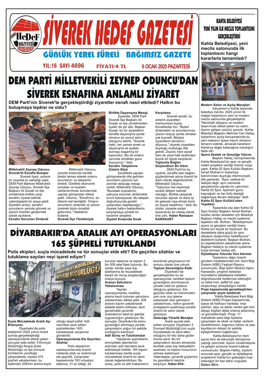 6.01.2025 Tarihli Gazetemiz