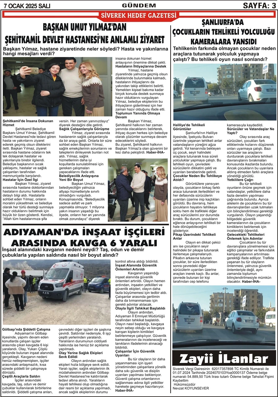 7.01.2025 Tarihli Gazetemiz