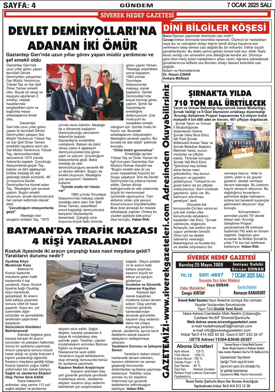 7.01.2025 Tarihli Gazetemiz