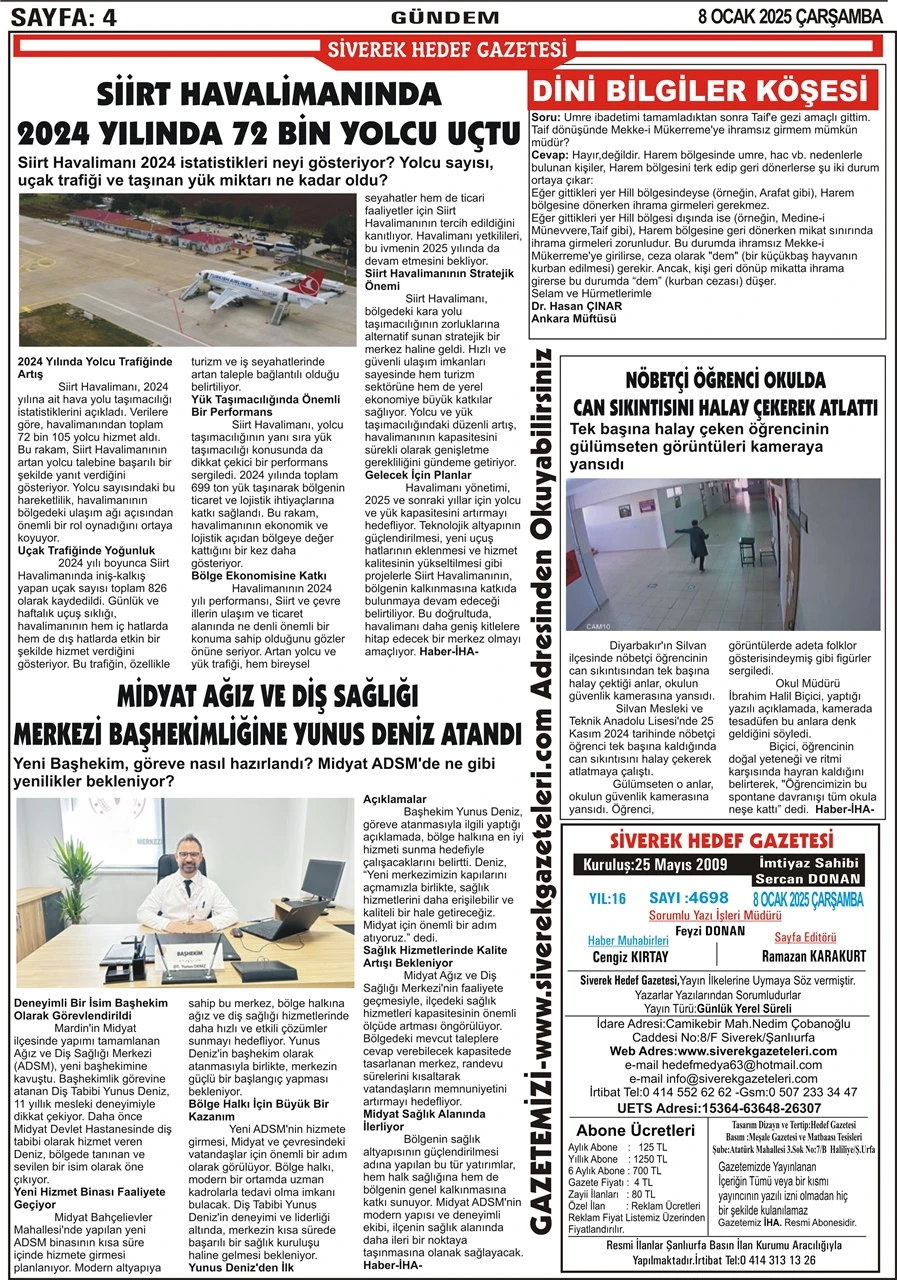 8.01.2025 Tarihli Gazetemiz 