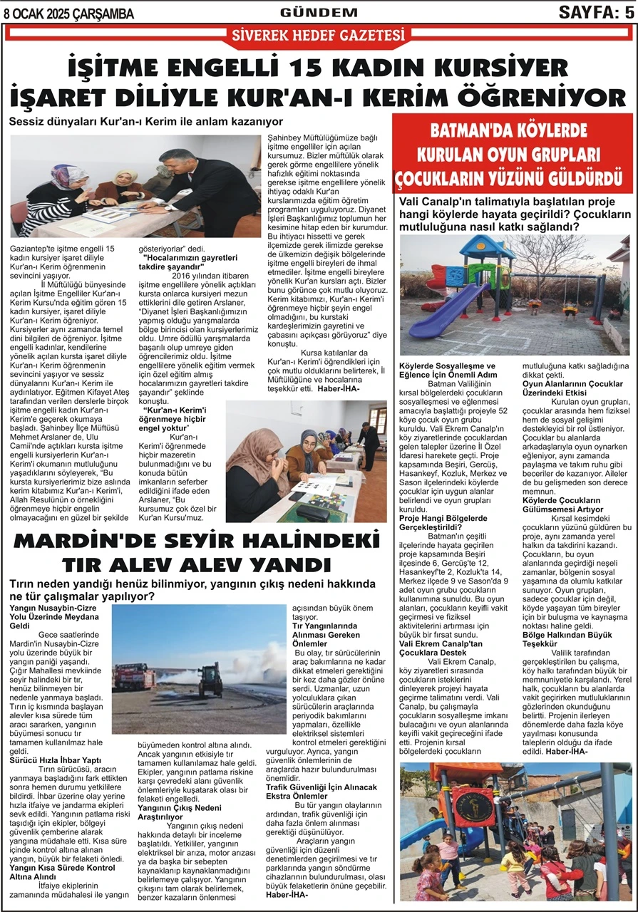 8.01.2025 Tarihli Gazetemiz 